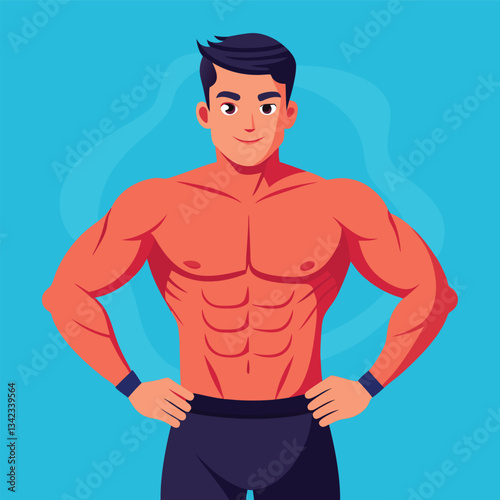Athletic Male Model Flaunting His Muscular Physique in a Striking Pose