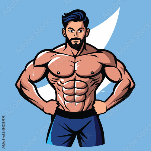 Athletic Man Flexing Impressive Physique in Dynamic Pose