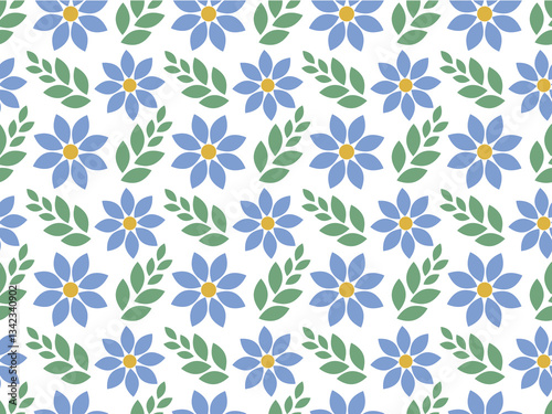 Blue flowers. Seamless vector pattern. 