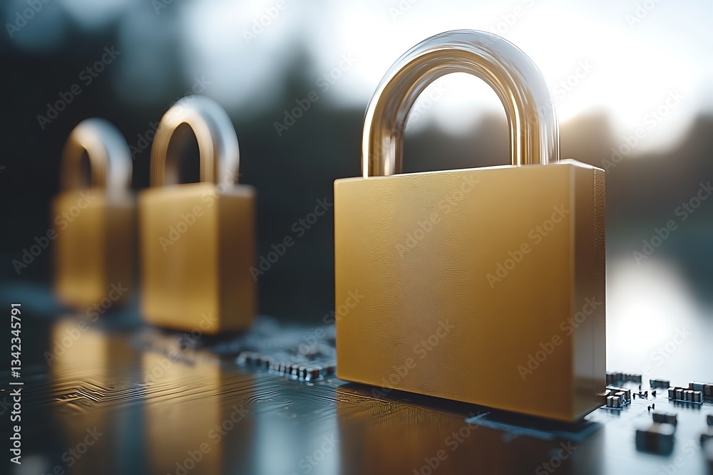 Fototapeta premium Secure Digital Data for Locks on Circuit Board.