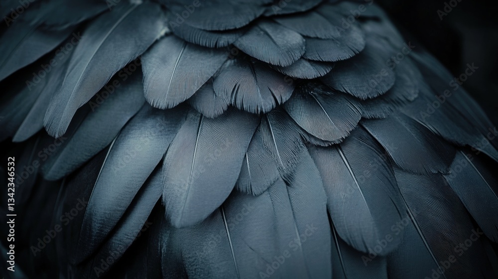 Fototapeta premium Close-Up of Dark Bird Feathers Showcasing Texture and Color Variation in Nature, Ideal for Wildlife and Ornithology Projects
