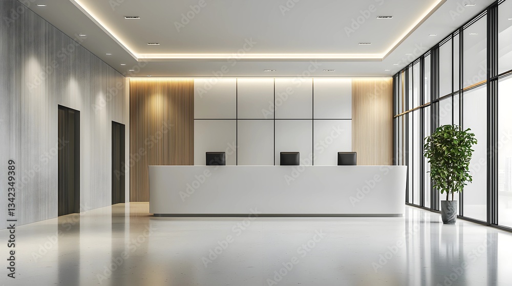 Obraz premium Elegant Office Lobby with Defocused Reception
