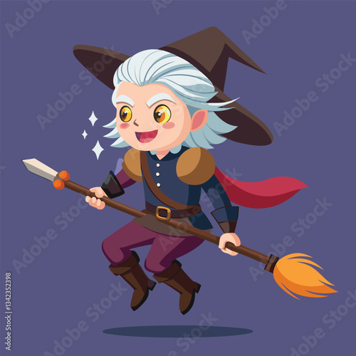 The Witcher's Halloween Adventure: Broom-Riding Magic Amidst the Night
