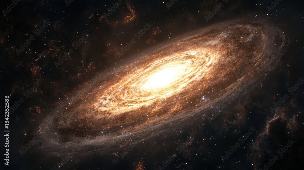 Obraz premium Stunning Spiral Galaxy with Bright Core and Star-Studded Background