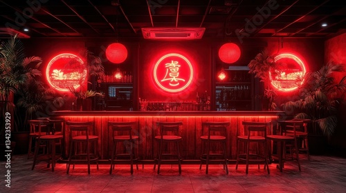 Red Neon Bar Interior