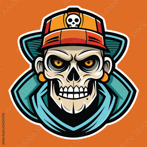 Skull-Capped Rapper's Hip Hop Fashion on a Stylish T-Shirt