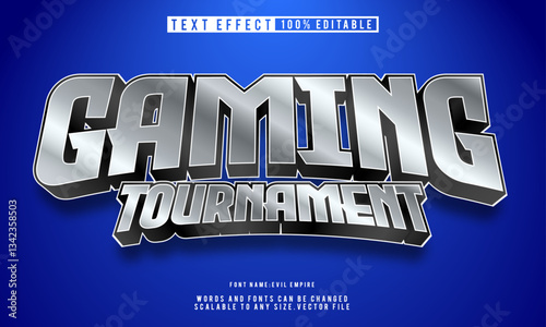 Editable Gaming Tournament text effect template with bold, dynamic typography and vibrant colors. Ideal for gaming team branding and event promotions.