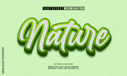 Editable 3D nature-themed text effect template with lush, green aesthetics. Ideal for eco-friendly designs and environmental campaigns.