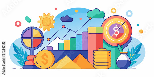 Financial growth and analytics with colorful charts and graphs  