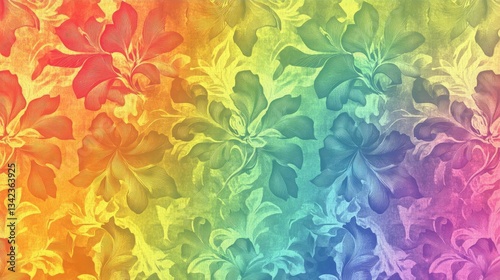 Vibrant Rainbow Floral Pattern Background Texture