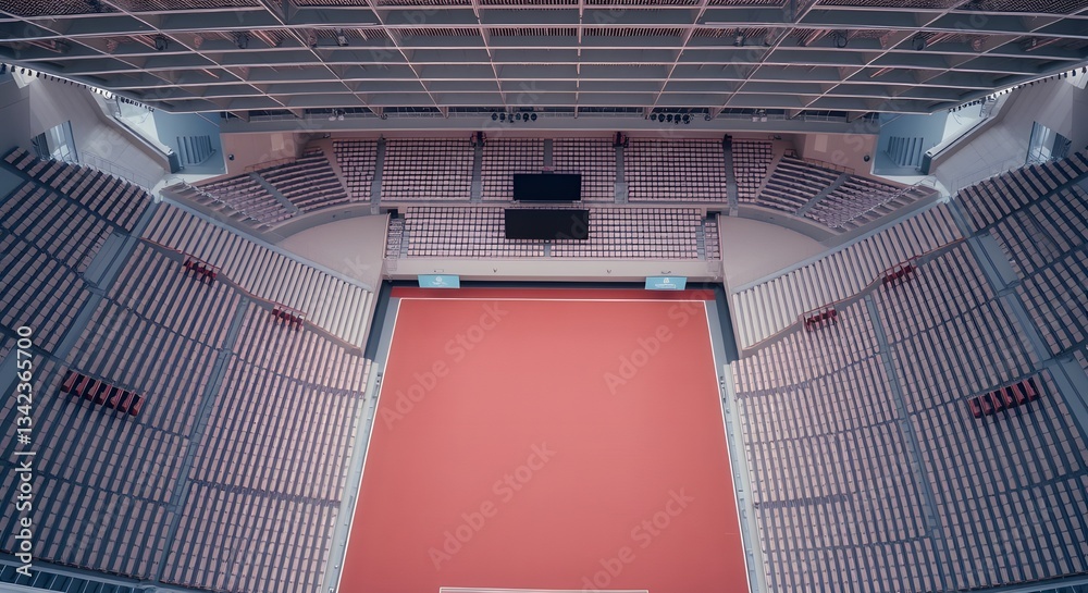 Fototapeta premium Sunlit Empty Stadium: Green Field, Blue Sky