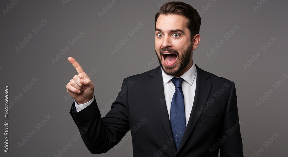 Surprised Businessman Pointing Upward A Stock Photo of Excited Success Surprised Businessman Pointing Upward A Stock Photo of Excited Success