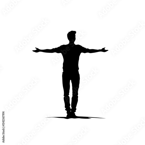 A masculine silhouette With welcoming open arms in a minimalist style