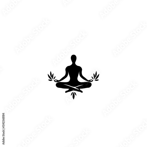 Minimalist Yoga Logo Man in Yoga Pose Against White Background