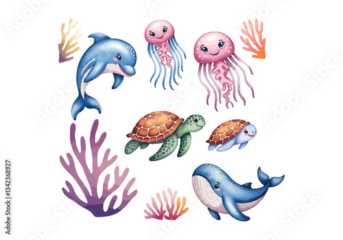 Cute Ocean Animal Stickers: Dolphins, Turtles More! Sea Life Decals for Laptops Planners!