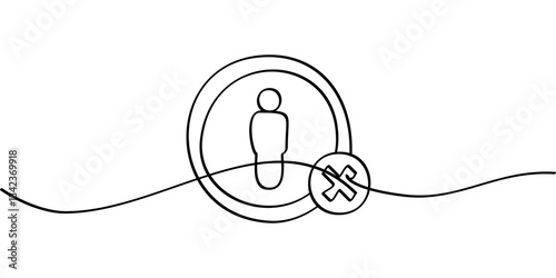 continuous line drawing symbol blocked person prohibited. abstract line art illustration