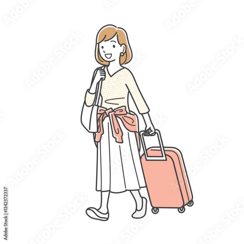 旅行に出かける若い女性