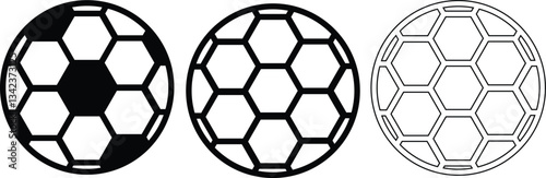Minimalist Football Ball Silhouette Design in Flat and Outline