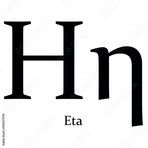 Eta Greek alphabet symbol Beta vector illustration
