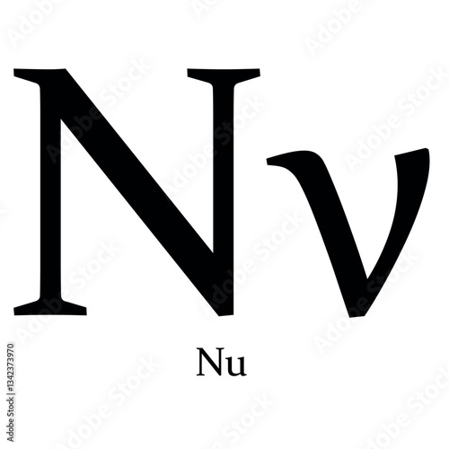 Nu Greek alphabet symbol Beta vector illustration