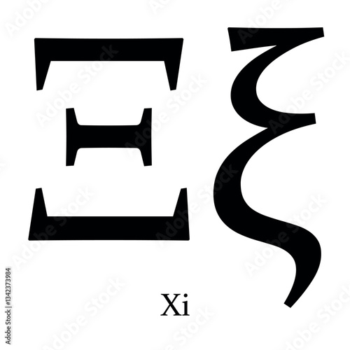 Xi Greek alphabet symbol Beta vector illustration