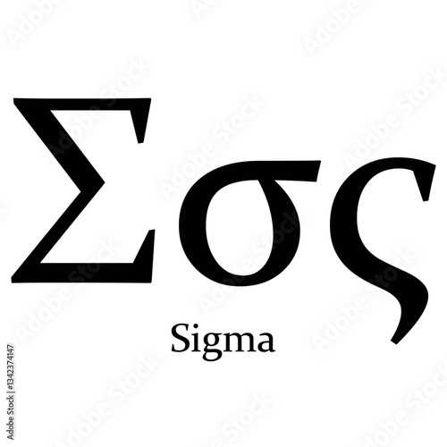 Sigma Greek alphabet symbol Beta vector illustration