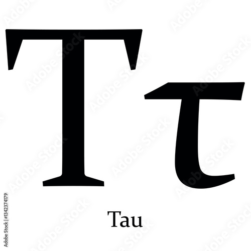 Tau Greek alphabet symbol Beta vector illustration