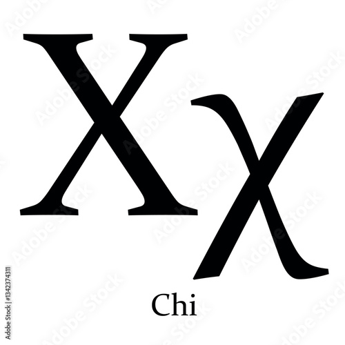 Chi Greek alphabet symbol Beta vector illustration