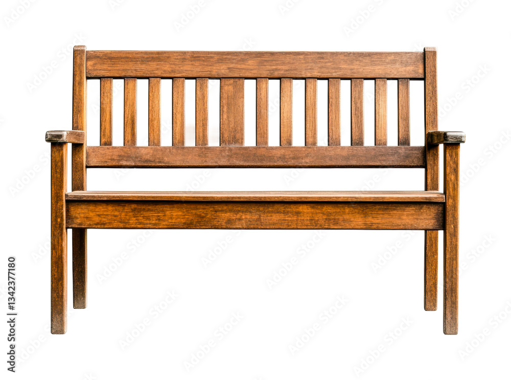 Wooden bench with classic slatted design, cut out Wooden bench with classic slatted design, cut out