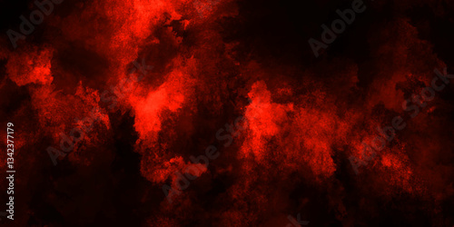 Dark red powder explosion cloud on black background. Abstract red and black grunge texture smoke. smoke fog misty texture overlay on dark black. paranormal red mystic smoke, clouds for movie.