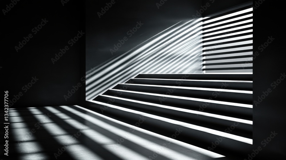Shadows and Light Patterns on Staircase with Minimalist Design Shadows and Light Patterns on Staircase with Minimalist Design