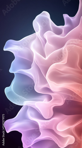 Soft pastel waves undulating smoothly against deep background, generating dynamic visual movement with elegant color gradients