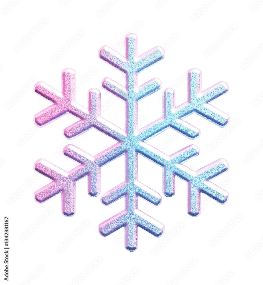 Vibrant gradient snowflake with pink and blue hues, cut out Vibrant gradient snowflake with pink and blue hues, cut out