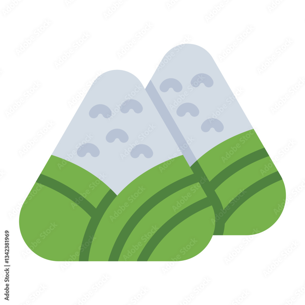 Zongzi flat icon representing traditional sticky rice dumpling for dragon boat festival Zongzi flat icon representing traditional sticky rice dumpling for dragon boat festival