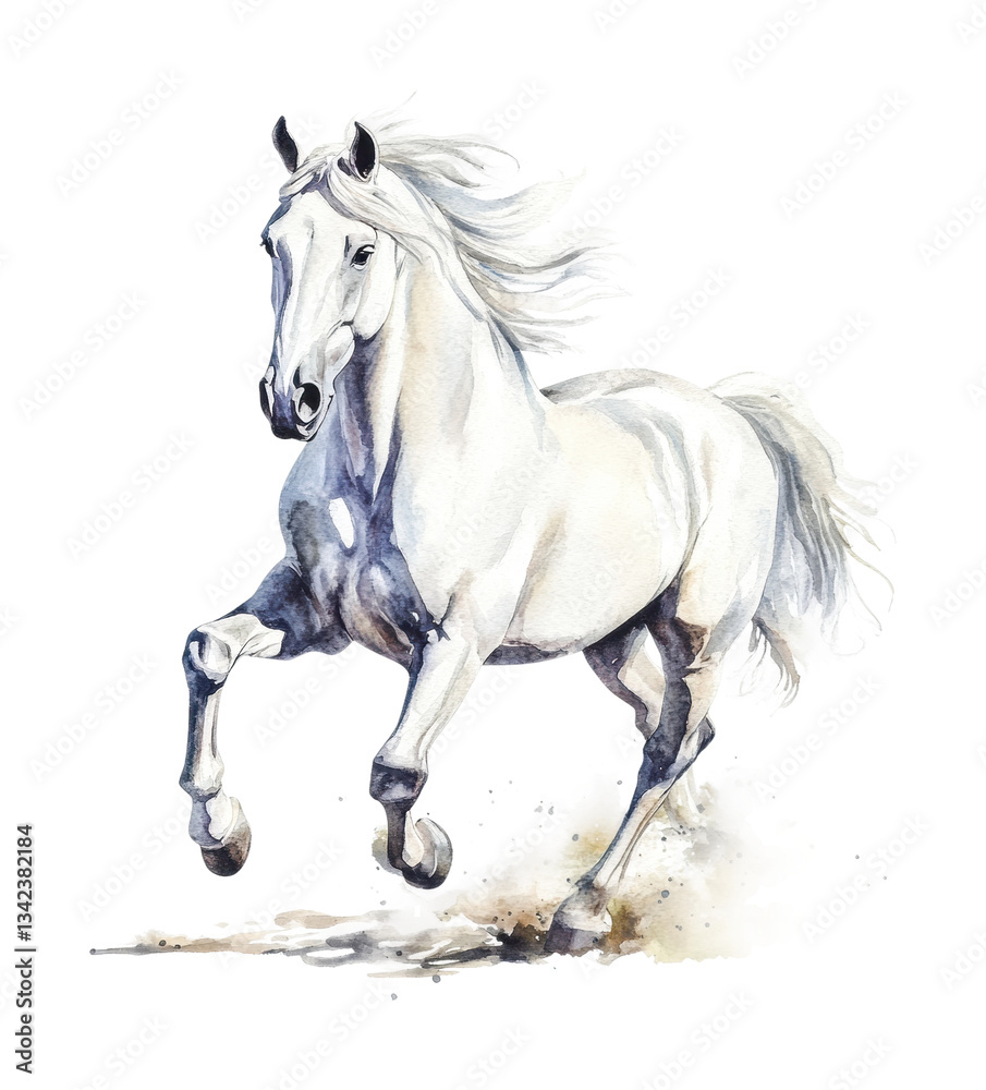 Elegant gray horse galloping with grace and power, cut out Elegant gray horse galloping with grace and power, cut out