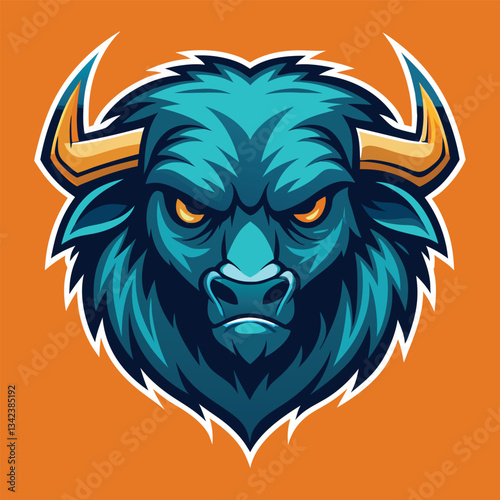 Solid Color Illustration of a Mighty American Bison