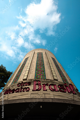 Belo Horizonte, Minas Gerais, Brasil - Mar, 16 2025: perspectiva da Fachada do Cine Theatro Brasil, região central de BH photo