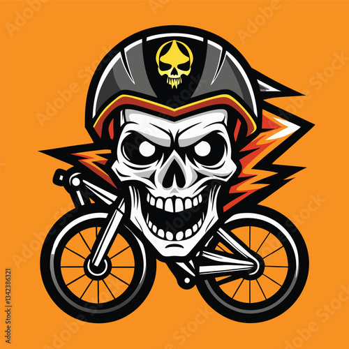 Skull-Adorned BMX Vector Illustration: A Symbiotic Fusion of Speed and Mortality