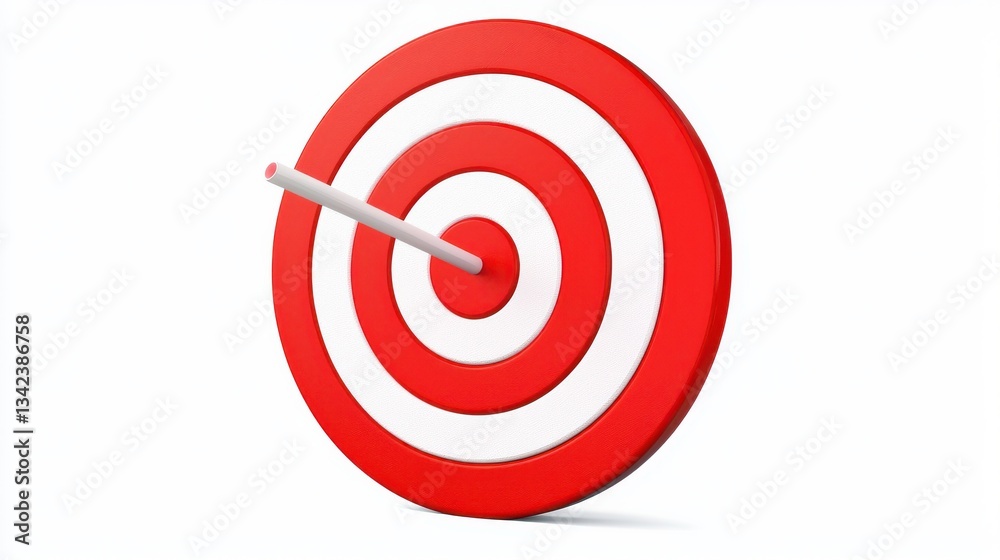 Red and white bullseye target isolated on a transparent background., representing precision, focus, and accuracy in achieving goals. Red and white bullseye target isolated on a transparent background., representing precision, focus, and accuracy in achieving goals.