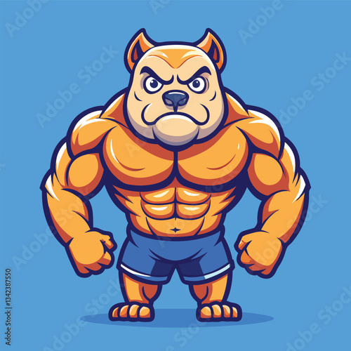 Bulldog Bodybuilder's Muscular Physique Embodied in Logo Illustration