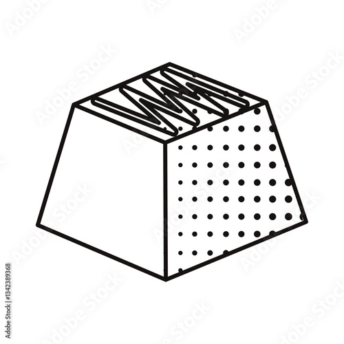 Square chocolate candy with zigzag icing outline. Vector