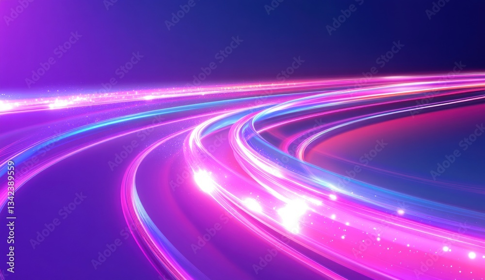 Abstract vibrant light trails curving path Abstract vibrant light trails curving path
