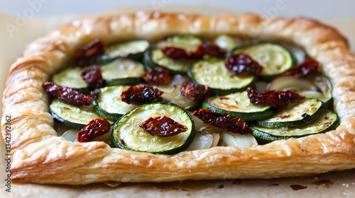 Delicious Puff Pastry Tart with Roasted Zucchini and Sun-dried Tomatoes