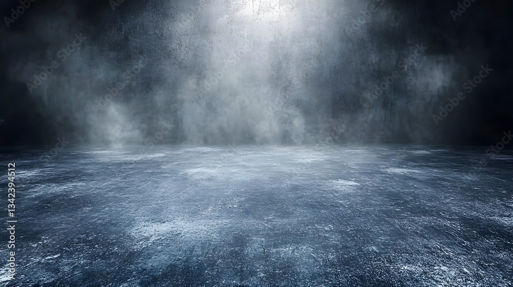 Dark Moody Grungy Concrete Background with Fog and Smoke