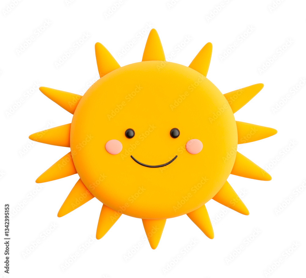 Cute smiling sun with cheerful face and rays, cut out Cute smiling sun with cheerful face and rays, cut out
