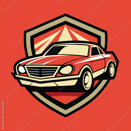 Solid Color Graphic Logo of a Car Illustration