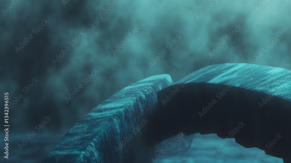 Fototapeta premium Abstract Teal Stone Bridge in Misty Forest Digital Art