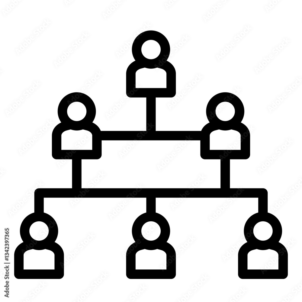 Team structure outline icon representing corporate hierarchy and teamwork Team structure outline icon representing corporate hierarchy and teamwork
