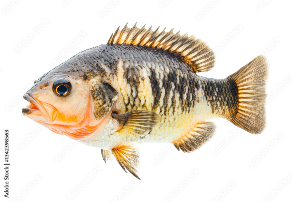 Fototapeta premium Close-up of oreochromis niloticus fish isolated on white, cut out
