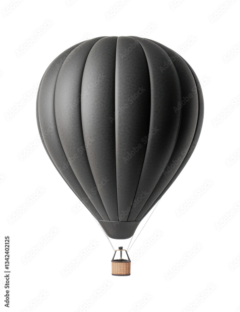 Obraz premium Black hot air balloon isolated on dark background, cut out